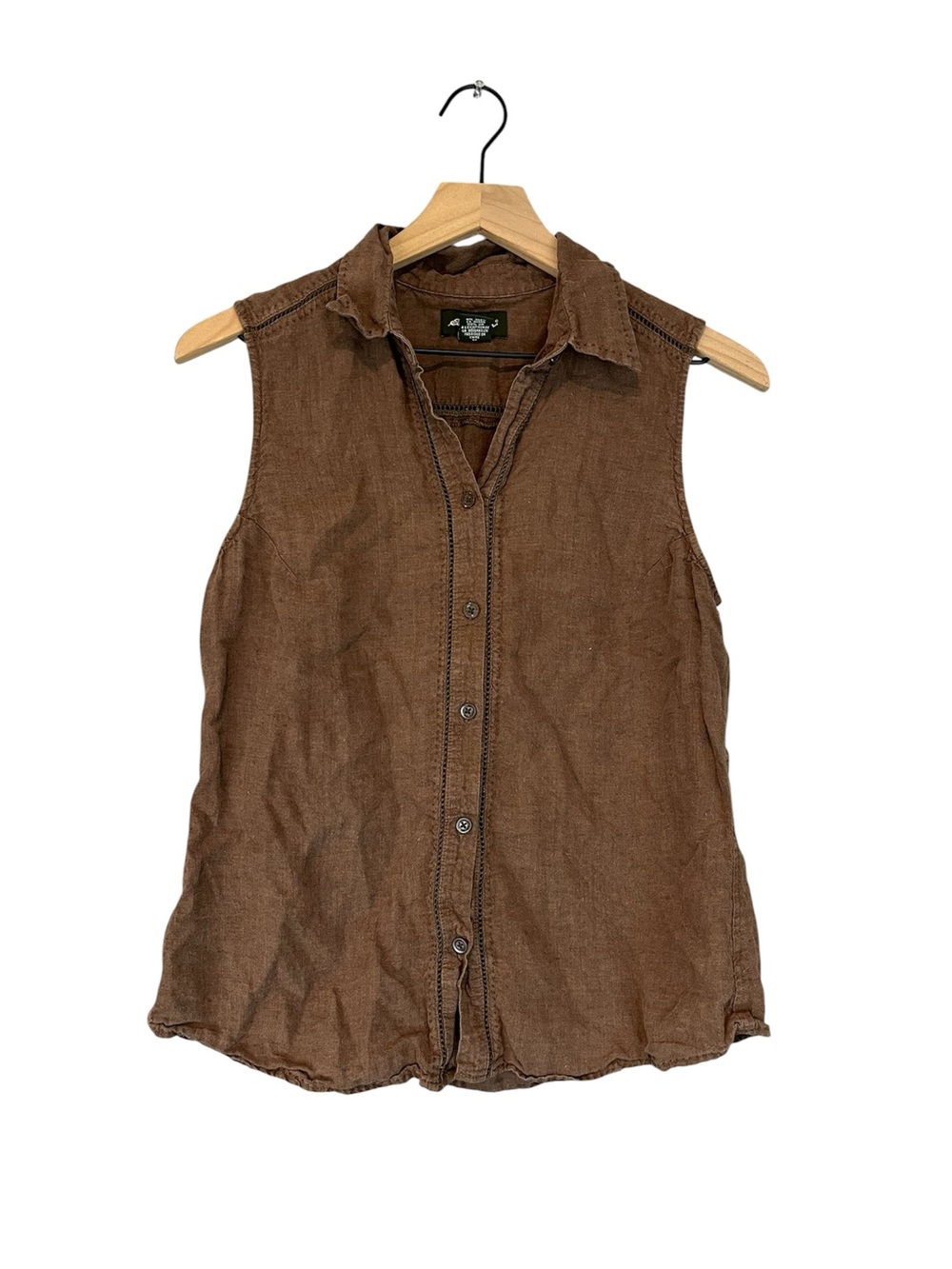Vintage Eddie Bauer Linen Button Up Sleeveless Top